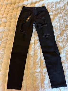 Fashion Nova Black Ripped Skinny Jeans